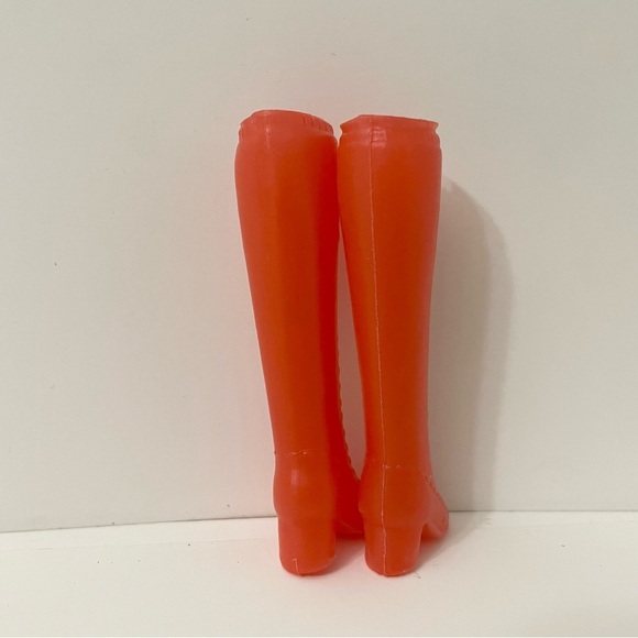 Vintage Barbie Mod Era Gogo Faux Lace Up Red boots 1 Pair Hong Kong - Picture 6 of 15